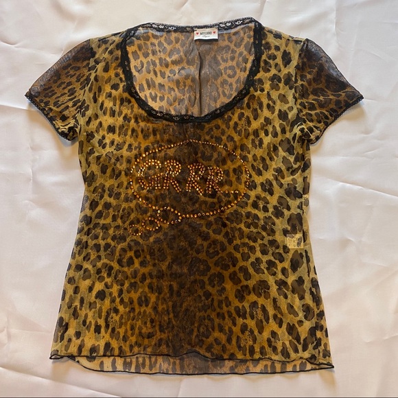 MOSCHINO lingerie sheer animal print top - Picture 2 of 8